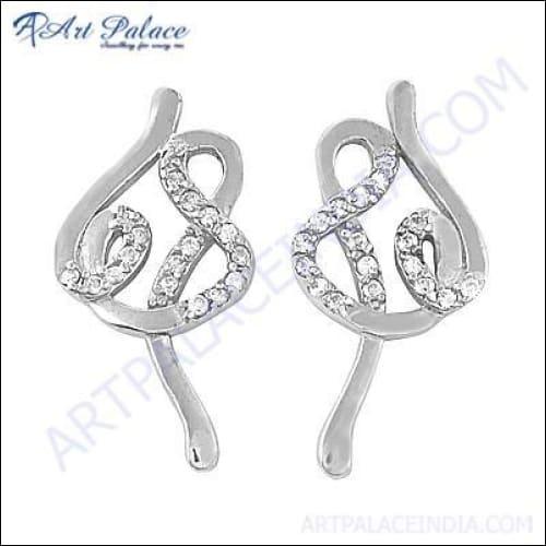 HOT!!! Luxury Cubic Zirconia Gemstone Silver Stud Earrings