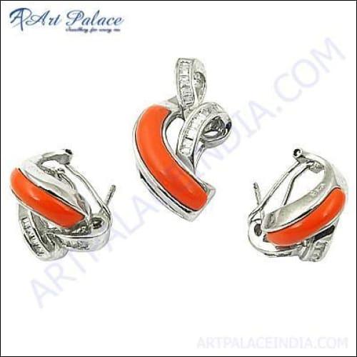 HOT!!! Luxury Fashion Gemstone Silver Pendant Set