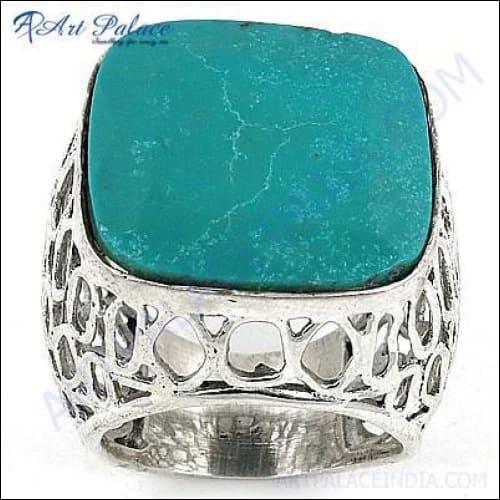 HOT!!! Luxury Fashion Gemstone Silver Ring With Turquoise