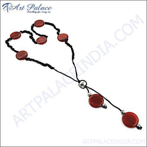 HOT!!! Luxury Fashion Red Onyx Gemstone Silver Necklace