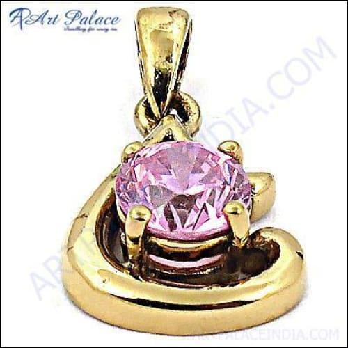 HOT!!! Luxury Pink Cubic Zirconia Gemstone Pendant, Heart Shape Style