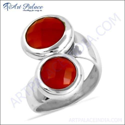 Hot Red Onyx  Bypass Gemstone Silver Rings