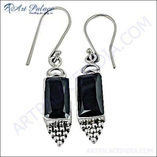 Hot Sale Black Zirconia Silver Earring Black Cz Earrings Cz Earrings