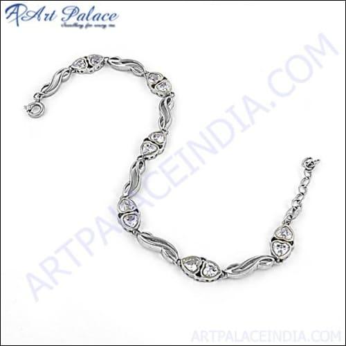 Hot Sale Fashion Cubic Zirconia Gemstone Silver Bracelet Cz Silver Bracelet Glamours Cz Bracelet