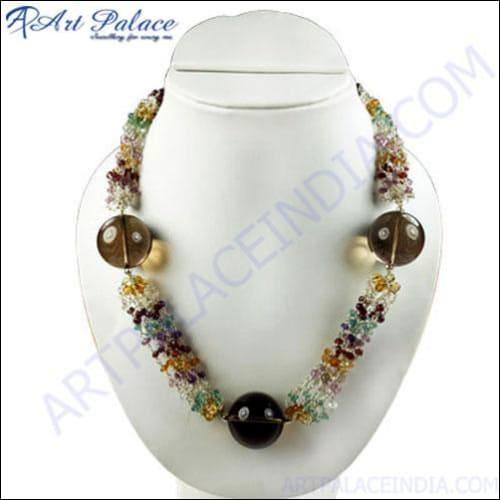 Hot Sell !!! Fashion Amethyst, Apatite & Citrine Gemstone Silver Necklace