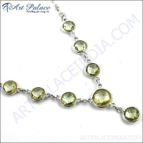 Hot Selling & Popular Design Green Amethyst Silver Necklace