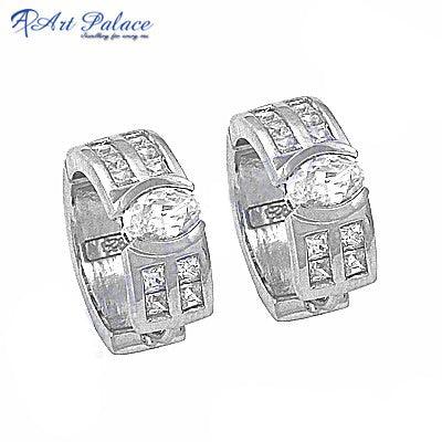 Hot Selling Cubic Zircon Gemstone 925 Sterling Silver Earrings Coolest Cz Earrings Glitzy Cz Earrings