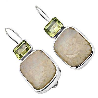 Hot Selling Ocean Jasper And Lemon Quartz Gemstone 925 Sterling Silver Earrings Jewelry Fashionable Gemstone Earring Gemstone Earring