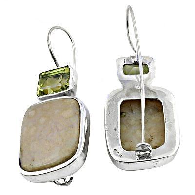 Hot Selling Ocean Jasper And Lemon Quartz Gemstone 925 Sterling Silver Earrings Jewelry Fashionable Gemstone Earring Gemstone Earring