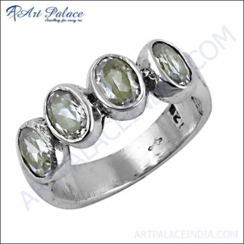 Impressive Cubic Zirconia Gemstone Silver Ring