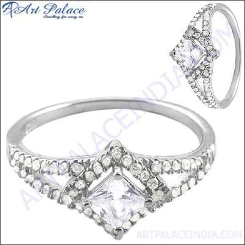 Indian Design Cubic Zirconia Gemstone 925 Silver Ring