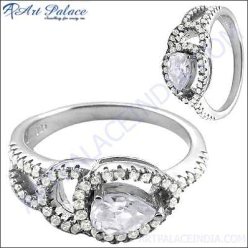 Indian Design CZ Silver Ring