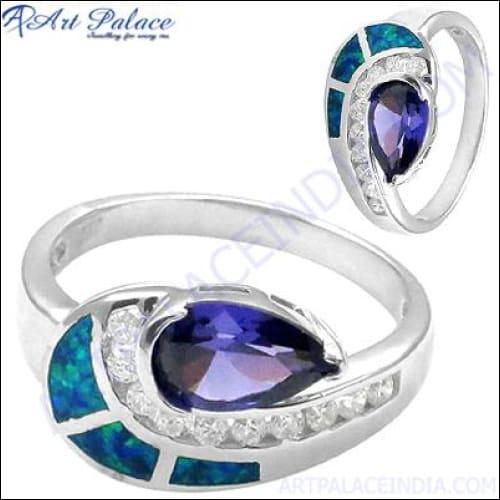 Indian Design Gemstone Silver Ring Gorgeous Inlay Rings Inlay Rings