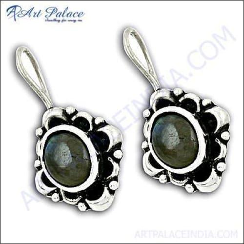 Indian Design Labradorite Silver Gemstone Earrings