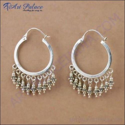 Indian Designer Bali Silver Earrings, 925 Sterling Silver Jewelry