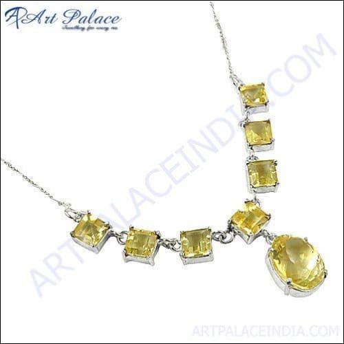 Indian Designer Citrine Silver Necklace