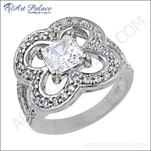 Indian Designer Cubic Zirconia Gemstone SIlver Ring