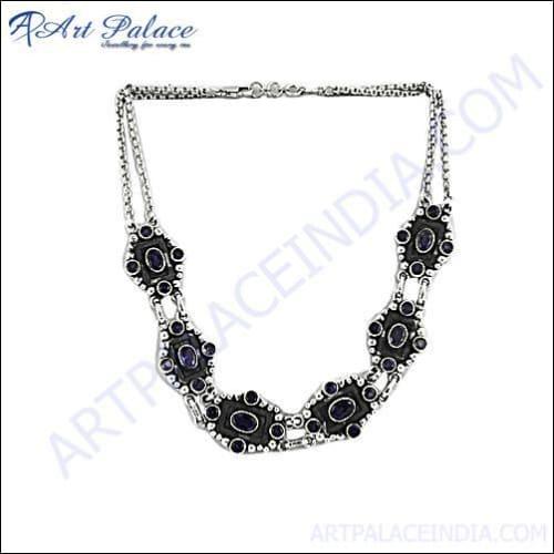 Indian Designer Iolite Silver Necklace