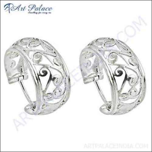 Indian Designer Plain Silver Earrings