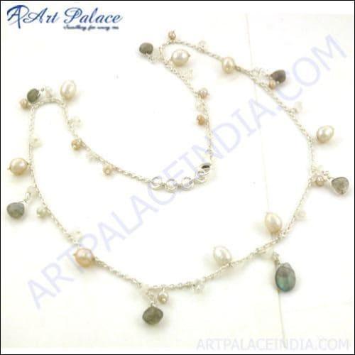 Indian Gemstone 925 Silver Necklace