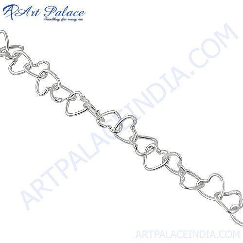 Indian Silver Jewelry Chain, 925 Sterling Plain Silver Jewelry Chain Heart Silver Chains Graceful Silver Chains
