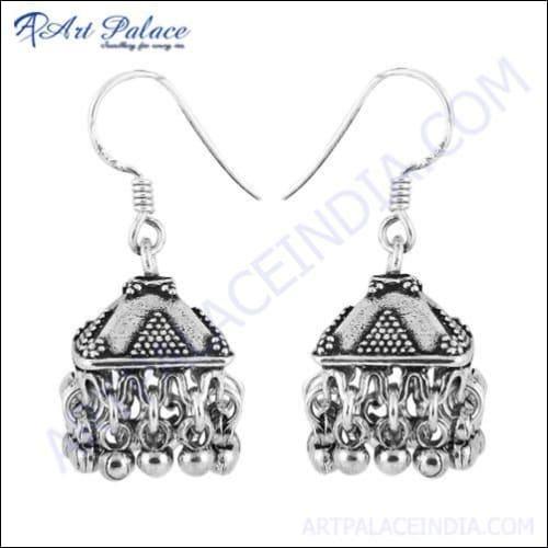 Indian Style Earring Solid Silver Earring Fancy Design Silver Earring