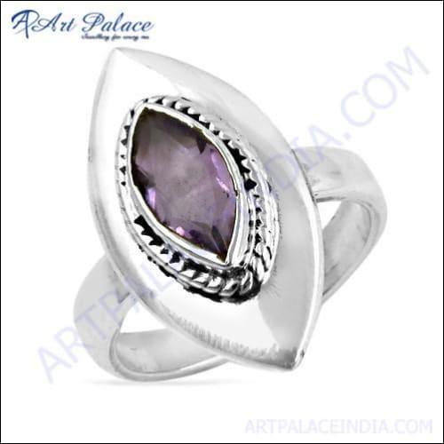 Indian Touch Amethyst Gemstone 925 Silver Ring