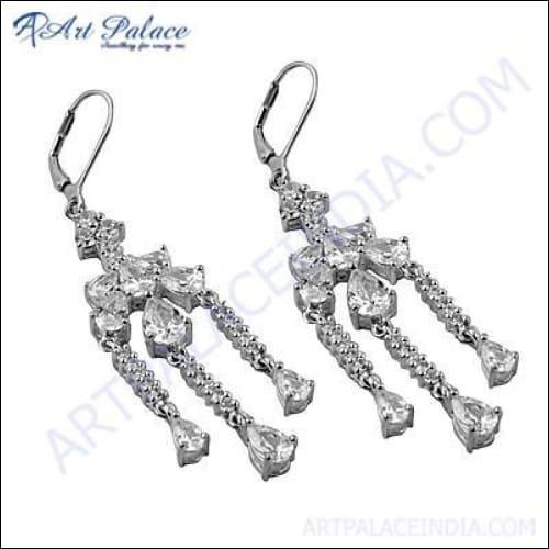Indian Touch Cubic Zirconia Gemstone Silver Earrings
