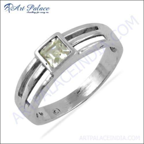 Indian Touch Cubic Zirconia Gemstone Silver Ring, 925 Sterling Silver Jewelry Comfortable Rings Beautiful Cz Rings