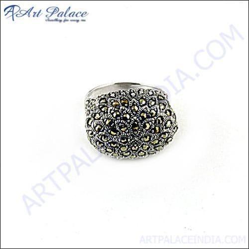 Indian Touch Gun Metal 925 Silver Jewelry Wonderful Marcasite Rings Marcasite Silver Rings