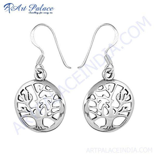 Indian Touch Plain Silver Hook Earrings, 925 Sterling Silver Jewelry Designer Silver Earring Coolest Earring