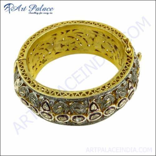Indian Traditional Diamond Gold Plated Bangle Fashionable Victorian Bangle Superb Victorian Bangle