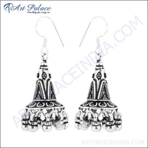 Indian Traditional Plain Silver Earring