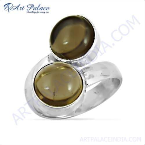 Ingenious Bypass Gemstone Silver Rings With Smokey Quartz