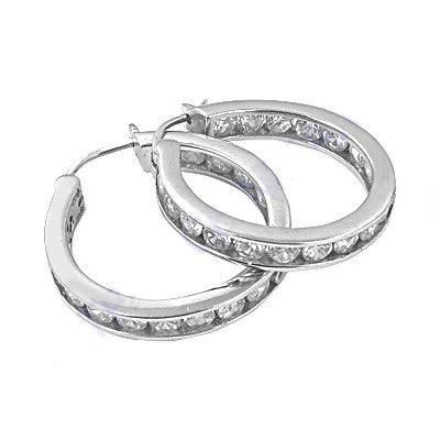 Ingenious Cubic Zirconia Gemstone Silver Hoop Earrings Round Cz Earrings Superb Cz Earrings