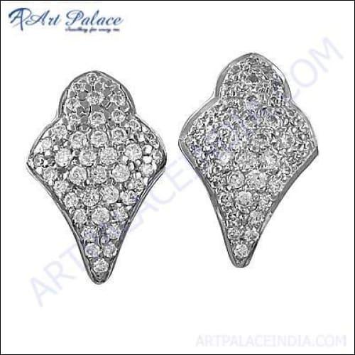 Ingenious Cubic Zirconia Gemstone Silver Stud Earrings