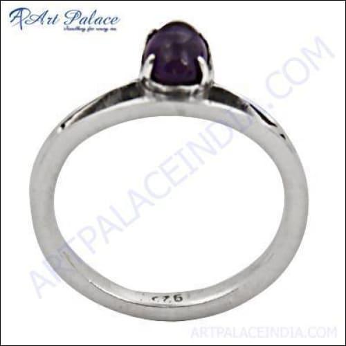 Inspiration Amethyst Gemstone Silver Ring Cabochon Rings Handmade Rings