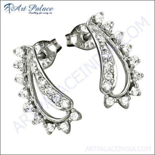 Inspired Cubic Zirconia Gemstone Silver Earrings Sensational Cz Earrings Cz Silver Earrings