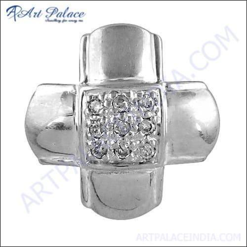 Inspired Cubic Zirconia Gemstone Silver Pendant