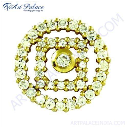 Inspired Cz Gemstone Gold Plated Silver Pendant