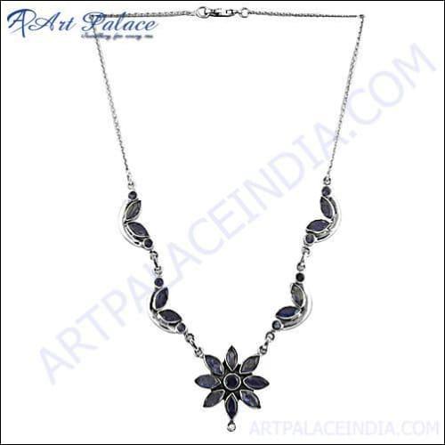 Iolite Gemstone 925 Sterling Silver Necklace