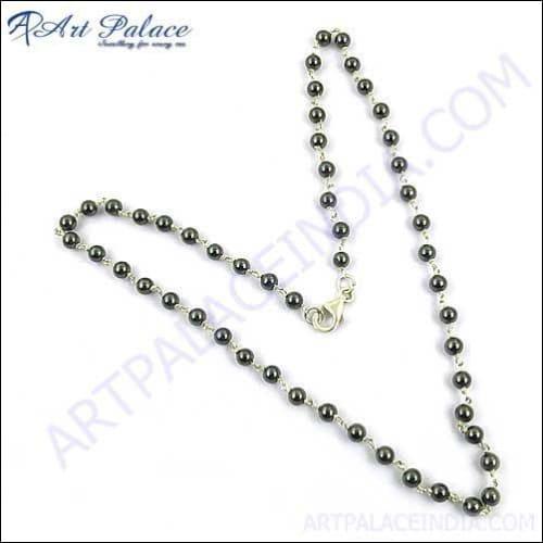 Jewelry Fashion Gunmetal Silver Necklace Wholesale India Beaded Silver Necklace Glamours Beaded Necklace