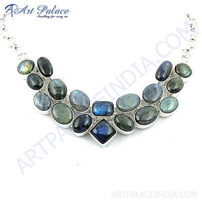 Labradorite Gemstone German 925 Silver Necklace Labradorite Necklace Fashion Necklace