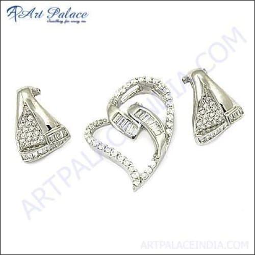 Lady Fashion Pendant Set With Cubic Zirconia In Heart Style