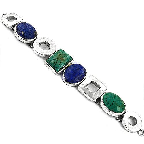 Lapis Lazuli And Turquoise Gemstone 925 Silver Bracelet Superb Gemstone Bracelet Gemstone Bracelet