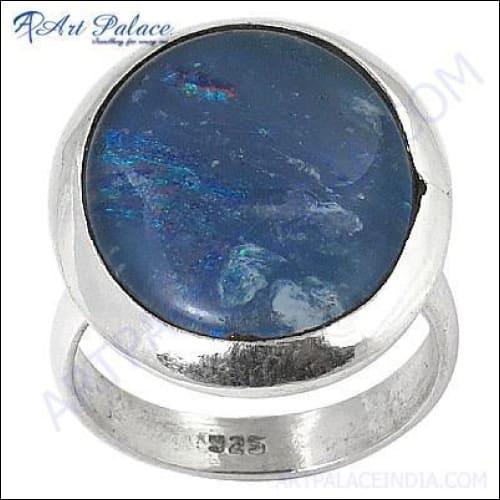 Large Gemstone Silver ring With Lapis Lazuli