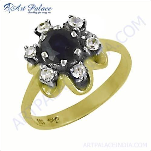 Lastest Luxury Cubic Zirconia & Iolite Gemstone Silver Ring