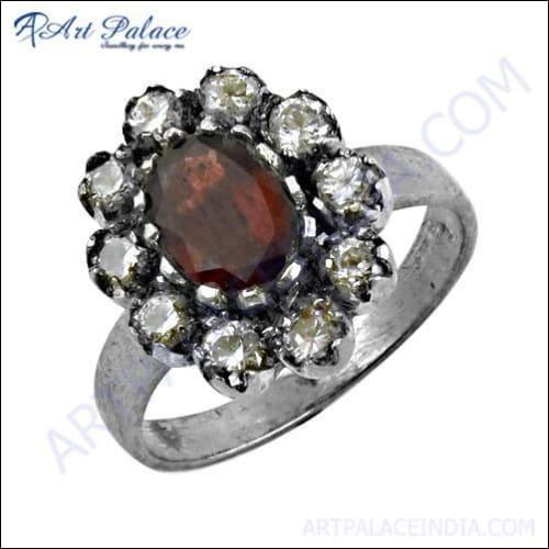 Lastest Luxury Cubic Zirconia & Red Cubic Zirconia Gemstone Silver Ring