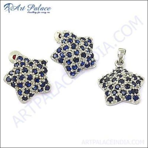 Lastest Luxury Iolite Gemstone Silver Pendant Set for lady