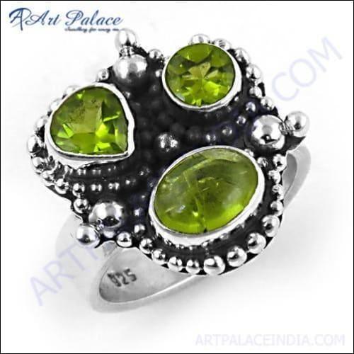 Lastest Luxury Peridot Gemstone Silver Ring